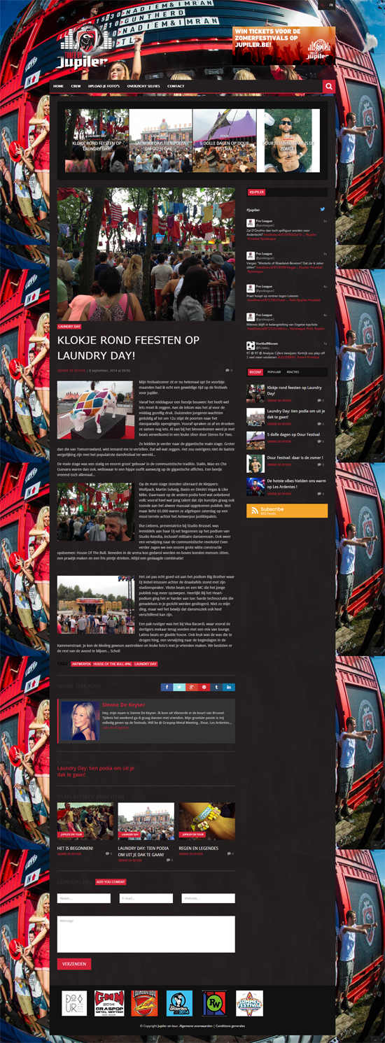 Jupiler festivalwebsite - wordpress